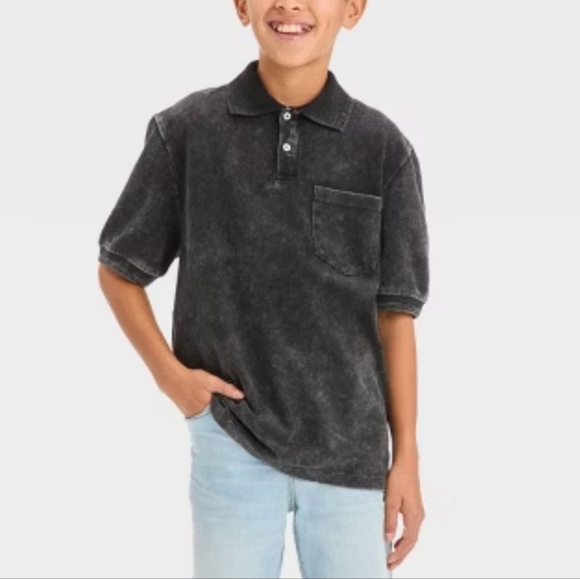 Art Class Boys' Black Washed Short Sleeve Polo Shirt Size Small 6/7 NWT - Picture 1 of 8